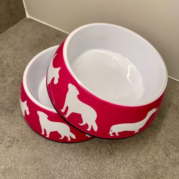 SET C. Wonder Hot Pink Dog Print Food Bowl Decorative Pet Bowls Anthropologie - Picture 12 of 15